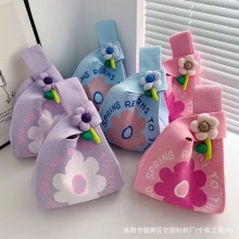 針織花朵手提包