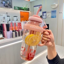 夏季大容量帶吸管肚肚杯