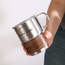 可折疊手柄戶外露營杯不鏽鋼咖啡杯