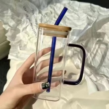 簡約方形吸管玻璃杯